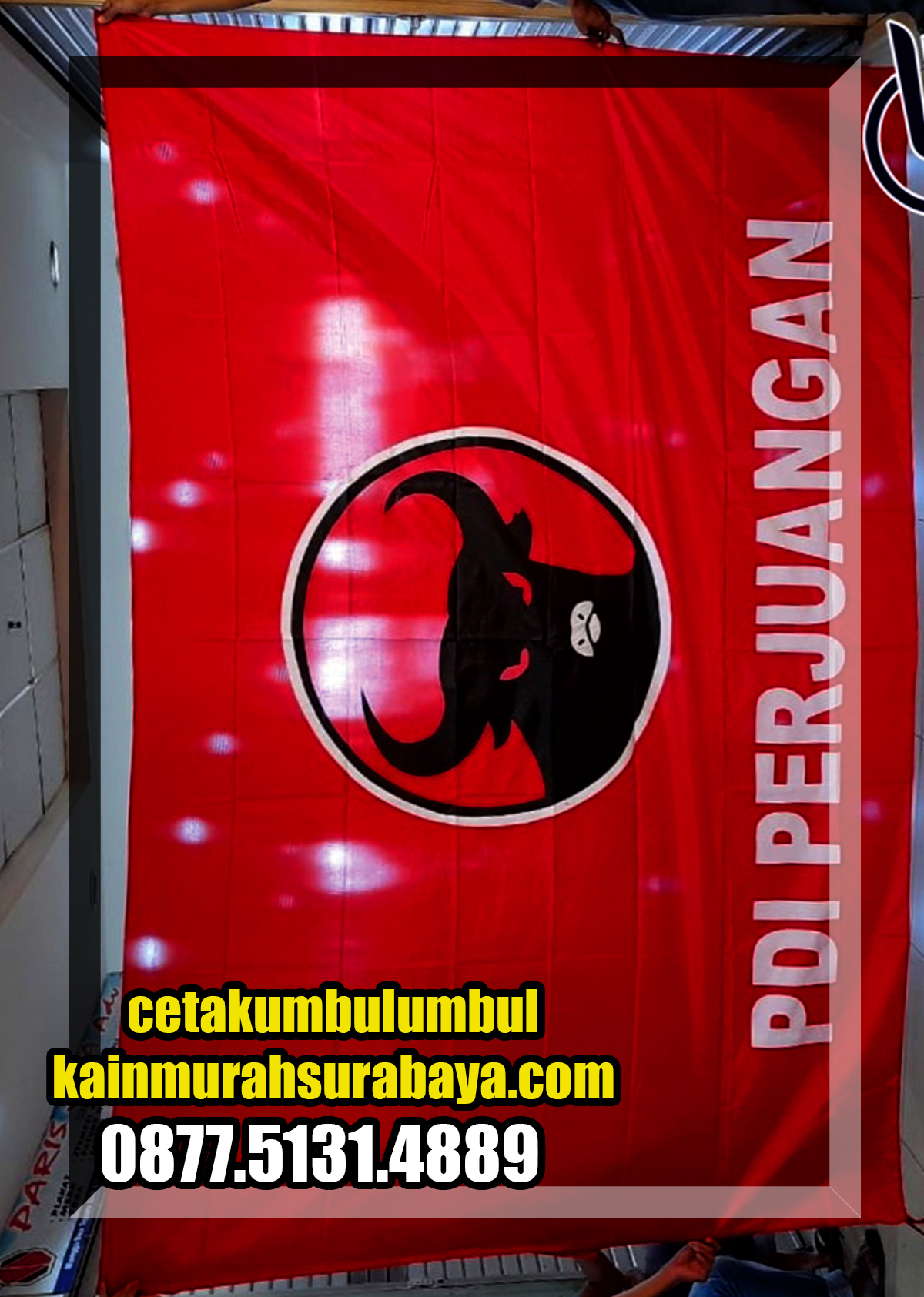 Cetak Bendera-Besar-Surabaya Partai-PDI-Perjuangan